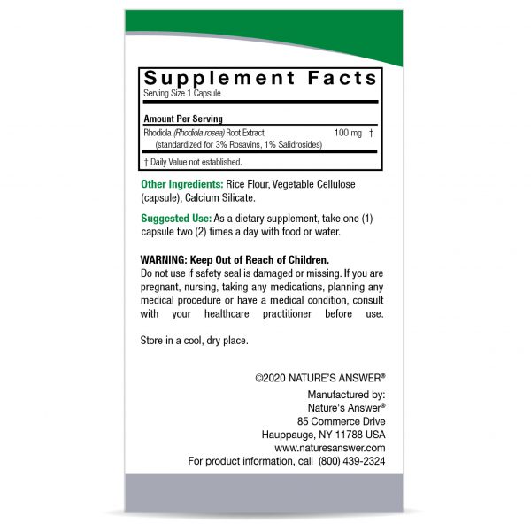 Rhodiola Root Standardized 60 v-caps Box